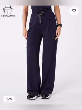 FIGS Ultra High-Rise Shelby Wide-Leg Scrub Pants — Navy